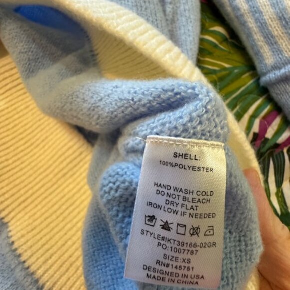 Pink Lily Baby Blue Colorblock Oversized V-Neck Polo/Rugby Sweater Sz XS - Picture 6 of 6